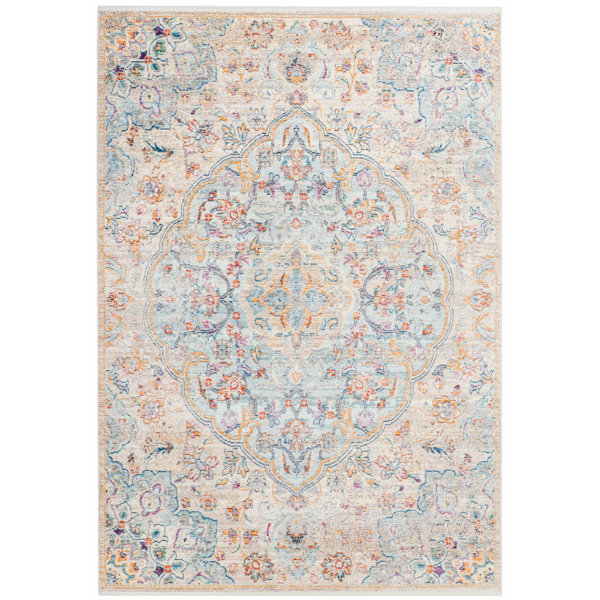 Bungalow Rose Soren Viscose Light Blue / Cream Rug & Reviews Wayfair